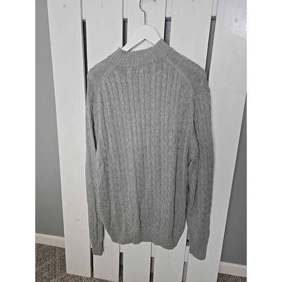 Izod Gray Cable Knit 1/4 Zip Pullover Cotton Sweater XXL Grandpa Core Preppy - Picture 2 of 7